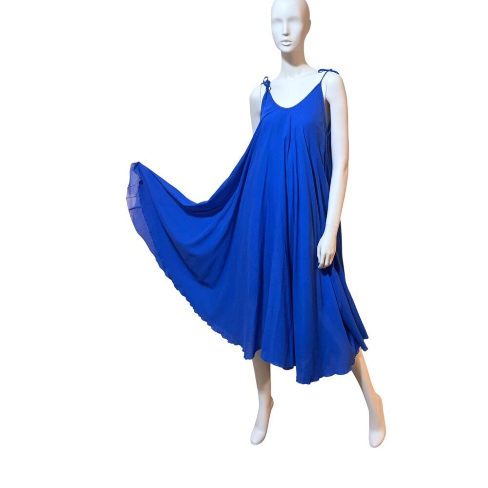 New Ipekci Otanic Tank Dress XL Asymmetric Blue Sustainable Turkish OEKO TEK